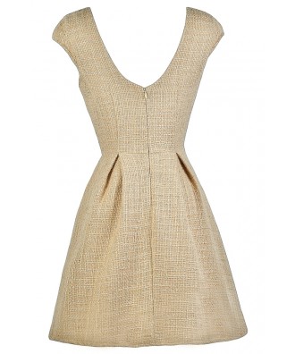 Beige Tweed Dress | Beige Tweed A-Line Dress | Cute Work Dress | Lily ...