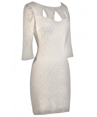 Ivory Lace Bodycon Dress, Cute Ivory Dress, Ivory Lace Party Dress Lily ...