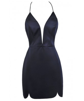 Navy Party Dress, Navy Cocktail Dress, Cute Navy Dress