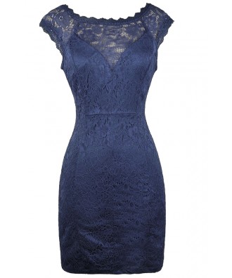 Blue Lace Pencil Dress, Online Boutique Dress, Lace Cocktail Dress