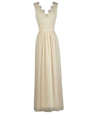 Ivory Lace Maxi Dress, Off White Maxi Dress, Rehearsal Dinner Dress