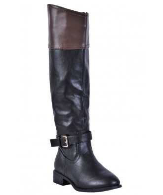 Black and Brown Riding Boots, Cute Fall Boots