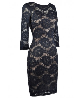 Navy Lace Dress, Lace Pencil Dress, Online Boutique Dress Lily Boutique