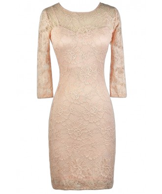 Pink Lace Dress, Lace Pencil Dress, Cute Lace Dress