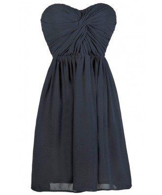 Navy Bridesmaid Dress, Cute Navy Dress, Party Dress