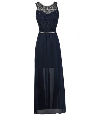 Navy Lace Bridesmaid Dress, Navy Maxi Dress, Online Boutique Dress