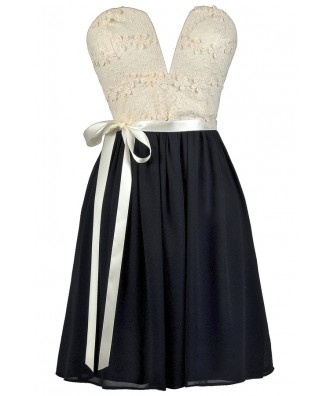 Navy and Ivory Party Dress