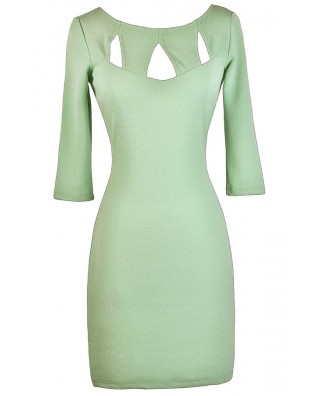 Cute Green Dress, Green Bodycon Dress, Cutout Green Dress