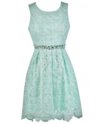 Mint Lace A-Line Dress Online, Cute Mint Bridesmaid Dress, Cute Summer Dress