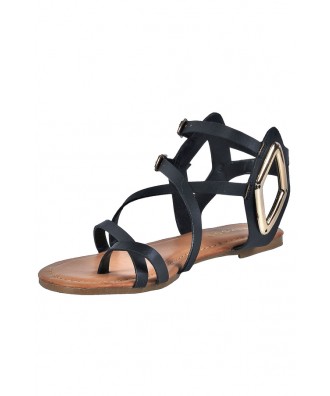 Black Short Gladiator Sandals, Cute Black Sandals, Summer Boho Shoes ...