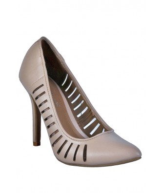 Cute Beige Pumps, Beige Pointed Toe Pumps, Nude Pumps