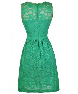 Green Lace A-Line Dress, Green Bridesmaid Dress, Cute Summer Dress Lily ...