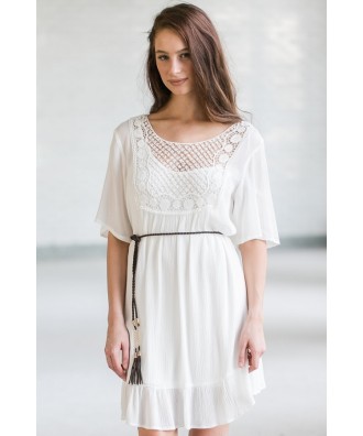 White Boho Dress, Cute Summer Dress