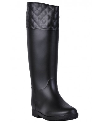 Black Rain Boots, Quilted Rain Boots, Cute Rain Boots Lily Boutique