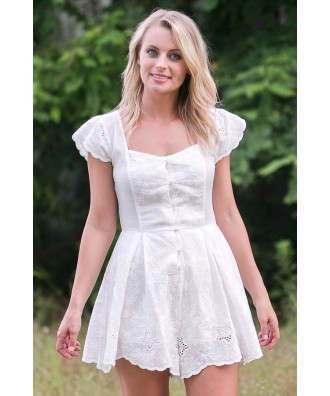 White Eyelet Romper, Cute Summer Romper