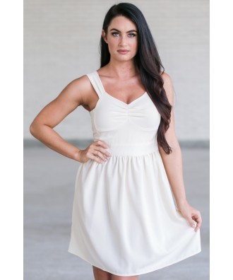 Cute Cream A-Line Party Dress, Beige Summer Dress, Online Boutique Sundress