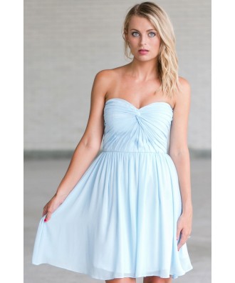 Cute Sky Blue Bridesmaid Dress, Baby Blue Bridesmaid Dress, Pale Blue Party Dress