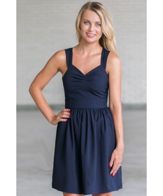 Cute Navy Dress, Cute Sundress Online, Navy A-Line Summer Dress