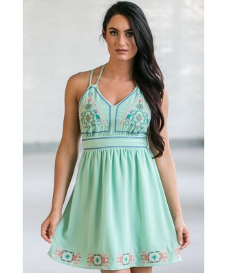 Embroidered Mint Sundress, Cute Summer Dress, Mint Online Boutique ...
