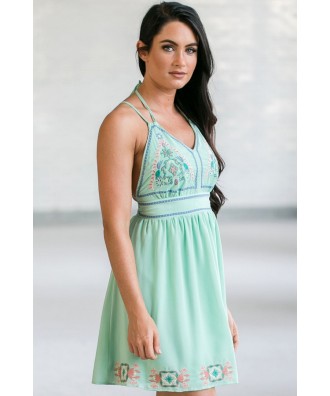 Embroidered Mint Sundress, Cute Summer Dress, Mint Online Boutique ...
