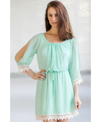 Cute Mint Open Shoulder Dress, Mint Summer Dress, Cute Mint Online Boutique Dress