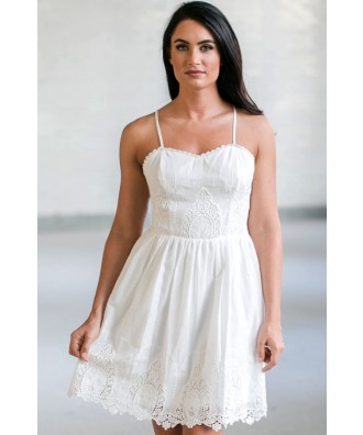 White Eyelet Dress, Cute White Sundress, White Summer Dress Online, Boutique Dresses