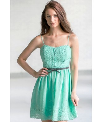 Cute Mint Dress, Online Boutique Dress, Belted Mint Summer Dress, Mint Green Sundress