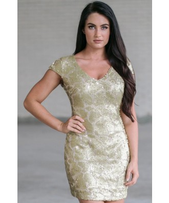 Gold Sequin New Years Eve Party Dress