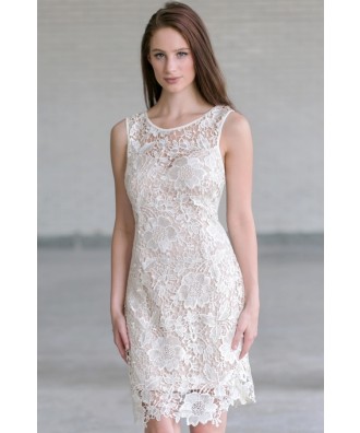 White Lace Rehearsal Dinner Dress