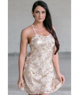 Gold Sequin Holiday New Years Dress