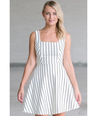 Black and White Striped Summer A-Line Dress