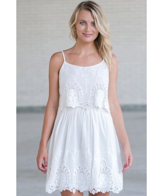 White Summer Dress, Cute White Dress, White Embroidered Dress
