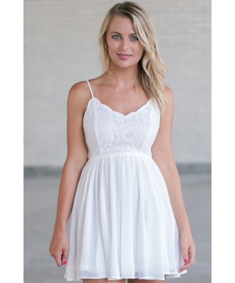 Cute Off White Lace Party Dress, Cute Summer Dress, Off White Lace Sundress