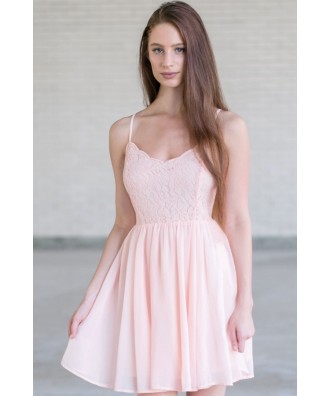 Pale Pink Lace Summer Dress, Pink Party Dress, Cute Pink Dress Online