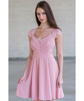 Pink Lace Dress Online, Cute Pink Bridesmaid Dresses, Pink Lace Dress