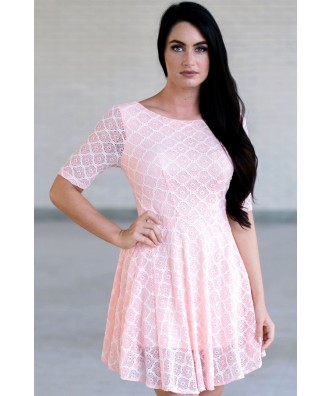 Pink Lace Dress, Cute Pink Dress, Pink Summer Dress Online