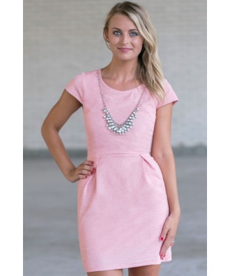 Pale Pink Sheath Dress, Cute Work Dress, Pink Summer Dress, Cute Cocktail Dress