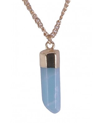 Pale Blue and Gold Crystal Pendant, Cute Online Boutique Jewelry, Boho Necklace