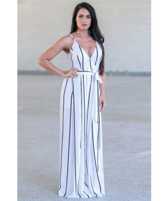 Black and White Stripe Jumpsuit, Cute Stripe Summer Outfit, Online Boutique Jumpsuit