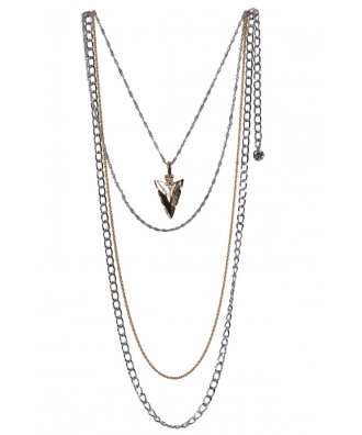 Gold and Silver Arrowhead Pendant, Cute Boho Jewelry