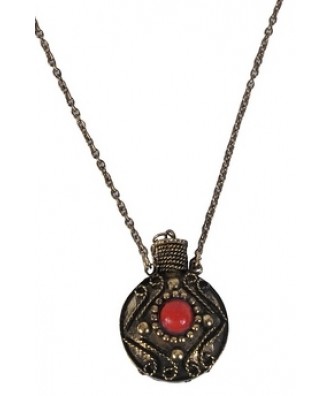 Bronze Stone Canteen Necklace, Cute Boho Pendant