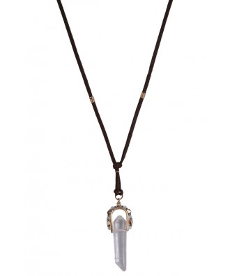 Brown and Clear Crystal Boho Jewelry, Cute Pendant