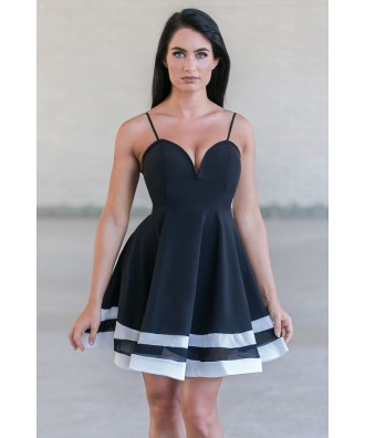 Black and White Swing Dress, Cute Summer Dress