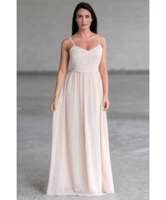 Beige Pearl Maxi Dress Online, Cute Juniors Prom Dress