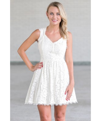 Ivory Lace A-Line Dress, Cute Summer Dress Online