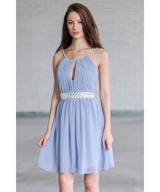 Light Blue Embellished Party Homecoming Dress