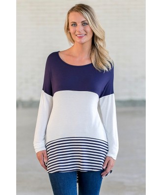 Navy Striped Game Day Top, Cute Boutique Shirt