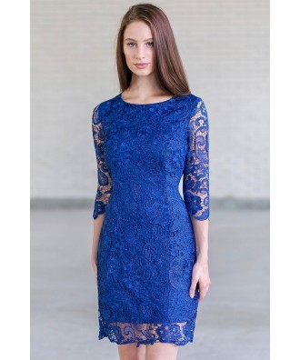 Cute Blue Dress | Blue Lace Cocktail Dress | Blue Party Dress | Lily ...