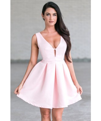 Pink A-Line Party Dress, Cute Juniors Dress