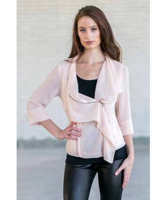 Pale peach jacket, Cute Chiffon summer jacket